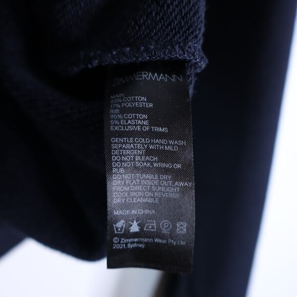 ZIMMERMANN Starcat Embroidered Sweatshirt Navy Pullover Terry Women's 3/US 10 - Picture 9 of 9